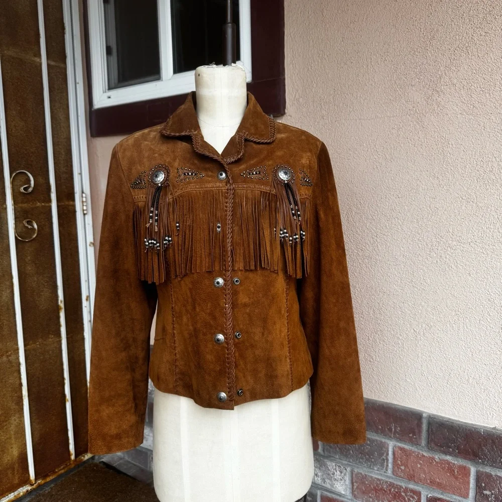 Scully Tan Suede Fringe Leather Jacket - Picture 2 of 15